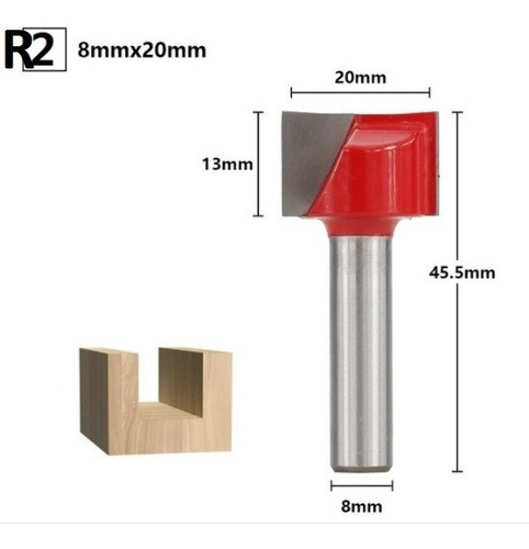 Broca Fresa Router Recta 20mm Vastago 8mm