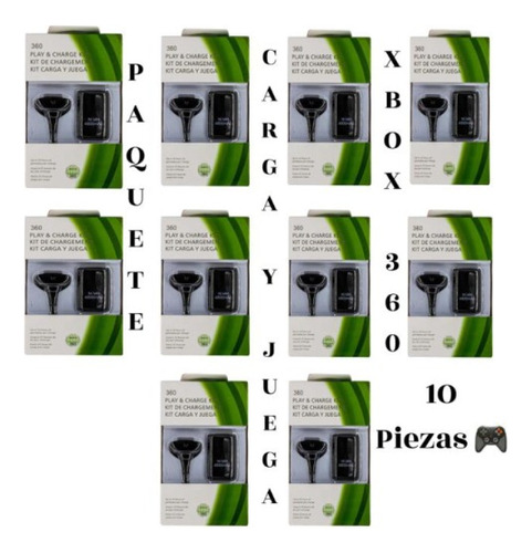 Paquete 10 Piezas Kit Carga Y Juega Para Control Xbox 360
