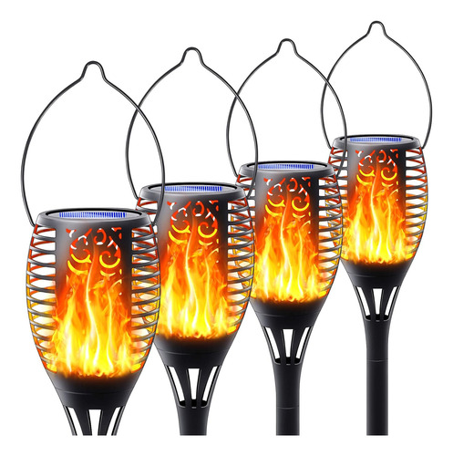 Antorcha Solar Con Llama Parpadeante Para Exterior 3 En 1