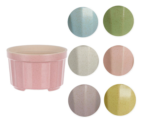 Macetero De Ceramica Pack De 6 Color Variados Relieve