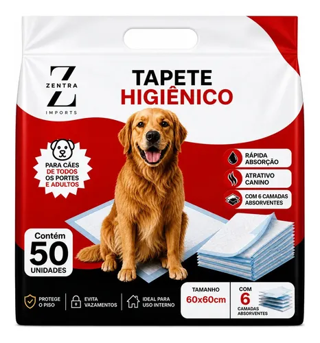 Tapete Higienico 50 Unidades 60cmx60cm Azul Zentra Imports