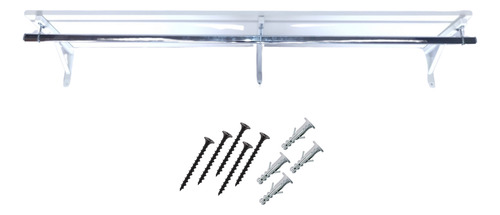 Perchero Pared Mox Con Estante Madera 150 Cm Triple Ménsula Blanco