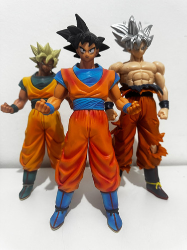 Kit 3 Bonecos De Coleção Estatua Goku Dragon Ball Z 30cm