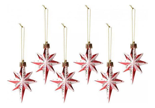 2 Enfeites De Árvore De Natal, Estrela De 8 Pontas 6pcs