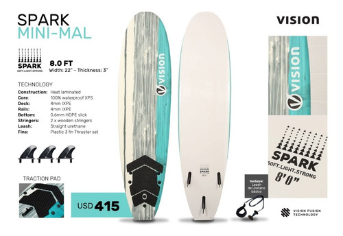 Imagen 2 de 3 de Tabla De Surf Softboard Vision 8 Pies