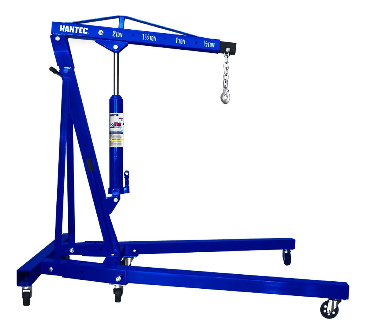 Grúa de piso pluma hidráulica plegable Hantec HNTP1 color azul soporta 2t