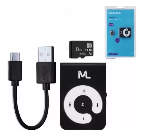 Mini Mp3 Player + Cabo Carregador V3 - Cartão sd 8GB (aproximadamente 1.500  músicas) em Promoção na Americanas