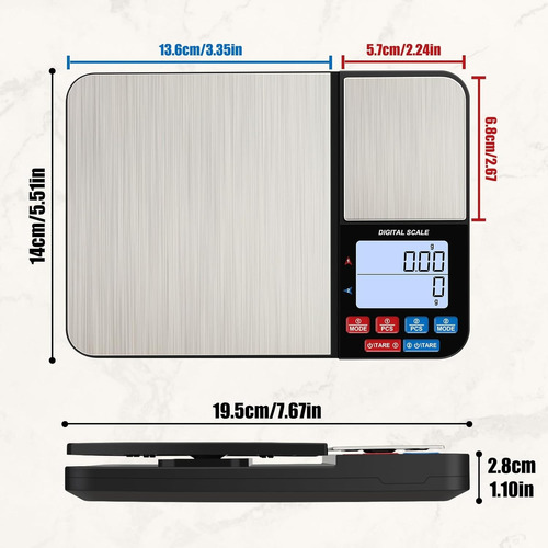 Balanza Peso Digital De Cocina Dual 0.001g  500g Y 1g A 10kg