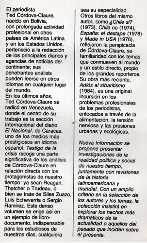 Testigo De La Crisis - Ted Cordova Claure - Nuevo