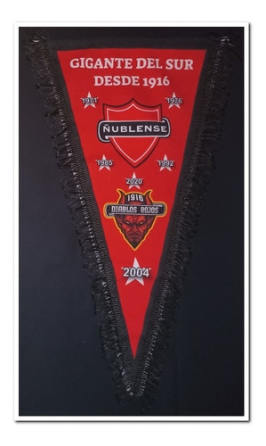 Banderín Fútbol Ñublense Diablos Rojos Desde 1916, 47x28 Cms