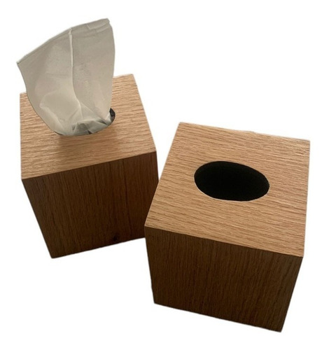 Kit De 2 Kleenera Caja Para Pañuelos Forma De Cubo Nogal  