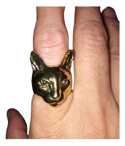 Anillo Cabeza De Gato Gotico Punk