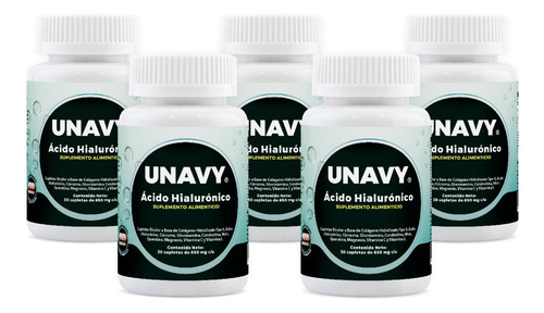 Unary Kit 5 Frascos Ácido Hialurónico Suplemento Con 150cáps