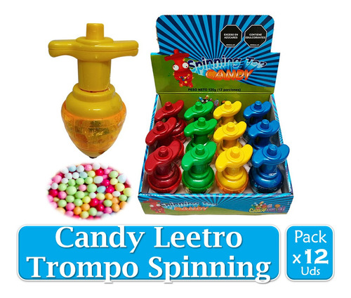 Candy Leetro  Dulces Trompo Spinning Top X 12 Uds