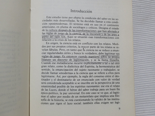 La Condición Postmoderna Jean Francois Lyotard Catedra
