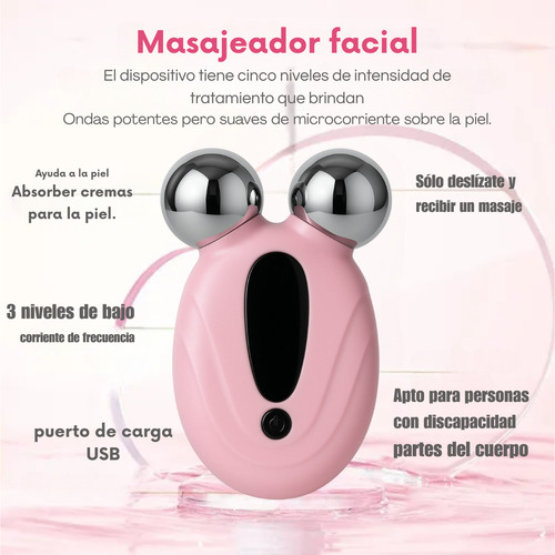 Mini Masajeador Facial Microcorriente Portatil Rejuvenecedor Rosa