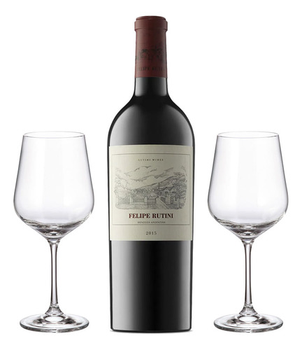 Vino Tinto Set Felipe Rutini 750 Ml + 2 Copas