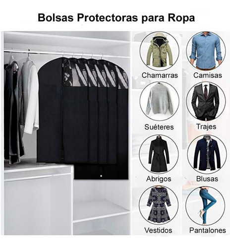 Set De 3 Porta Trajes 60x100 Funda Vestido Saco Camisa Ropa Color Negro