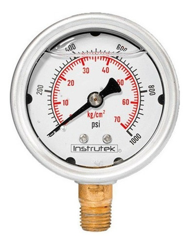 Manómetro Inox Alta Presión Glicerina 2.5 PLG, 1000 Psi