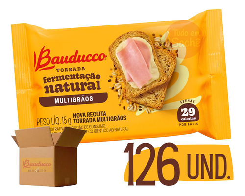 Torrada Multigrãos Bauducco Sachê 15g Caixa 126 Unidades