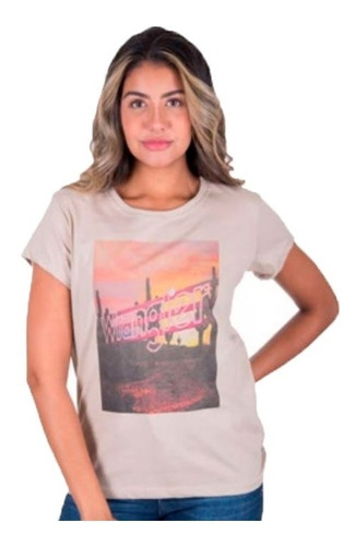 T-shirt Feminina Wrangler Areia Wf8035