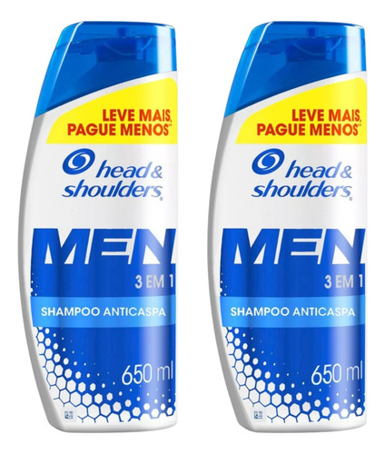 Kit 2 Shampoo Men 3 Em 1 Anticaspa 650 Ml Head & Shoulders