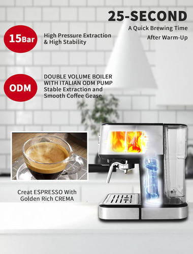 Gevi Espresso Máquina De 15 Bares Presión De La Bomba, Cafet