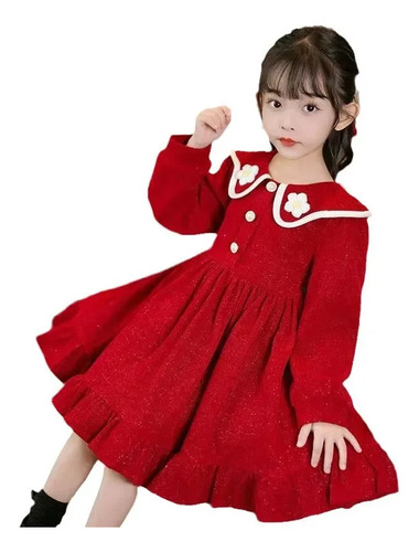 Vestido De Princesa Forrado De Lã Para Meninas De Outono E I