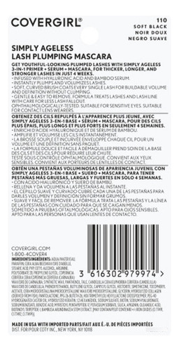 Covergirl Simple Ageless Mascara De Pestañas 3 En 1 110 110 Soft Black