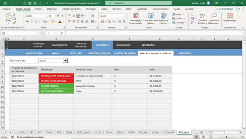 Planilha De Orçamento Pessoal E Familiar 4.0