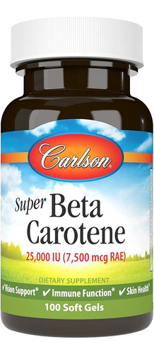 Carlson Super Beta Caroteno De  iu Visión Apoyo A La Salu.