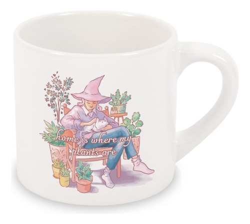 Taza Chica 6 Onzas Bruja Con Plantas Personalizable