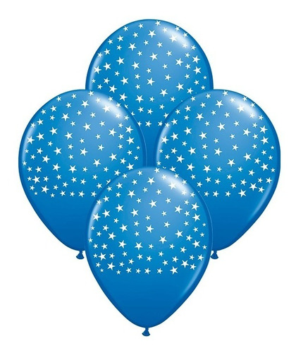 Globo Estrellas Azul 12 Pulgadas X 10 Unid Chirimbolos 