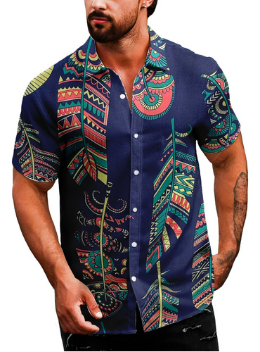 Camisa Manga Corta Hawaiana Strech Moda Hombre Shendy Vendy 