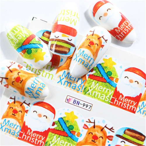 Mj A 6 Hojas De Pegatinas Navideñas For Uñas, Muñeco De