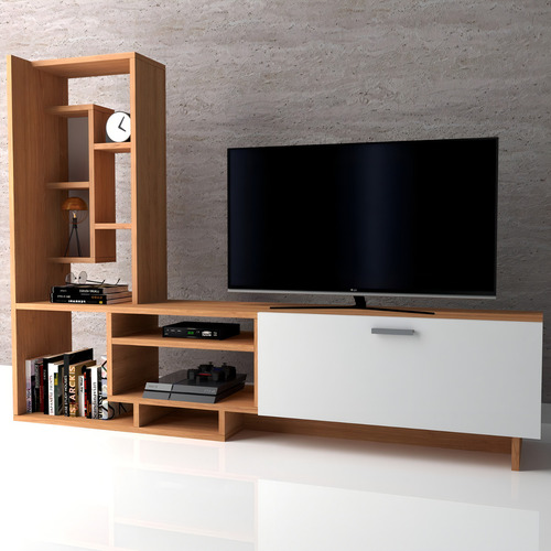 Mesa Para Lcd Led Living Rack Comedor Modular Moderno Color Marrón Claro