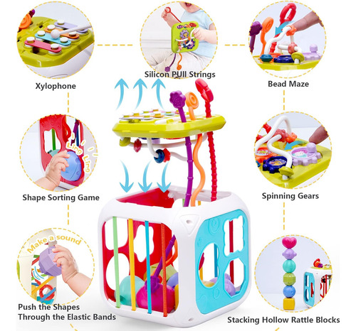 Couomoxa Juguetes Sensoriales Montessori 7 En 1 Para Bebés D