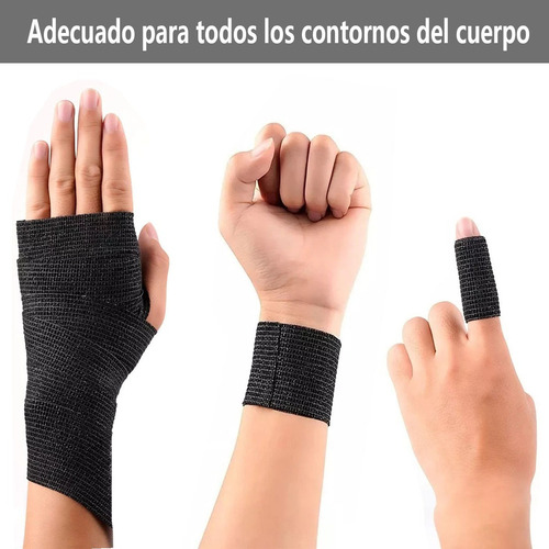 S Vendaje Deportivo Elástico Autoadhesivo, 12 Rollos (negro)