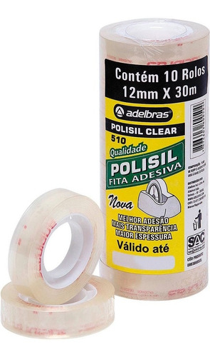 Pacote Com 10 Fita Adesiva Durex Transparente 12mm X 30m
