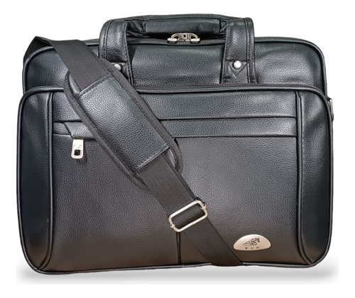 Pasta Executiva Bolsa De Ombro Para Notebook Até 17'', Maleta Social Unissex Em Nylon Resistente Com Alça Ajustável E Compartimentos Internos, Preto