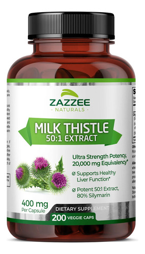 Suplemento En Cápsulas Veganas Zazzee Naturals Suplemento Alimenticio Extracto De Cardo Mariano X 100g