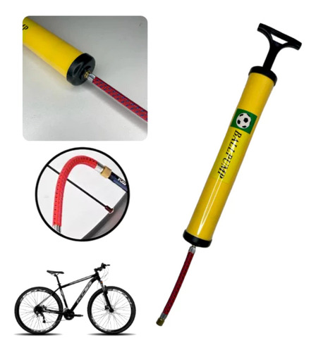 Bomba De Ar 19 Cm Manual Agulha Bola Metal