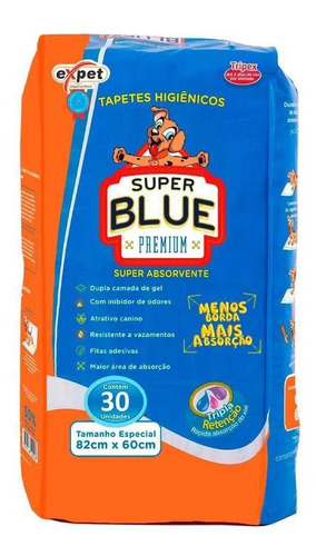 Tapete Higiênico Expet Super Blue Premium Para Cães 30 Und