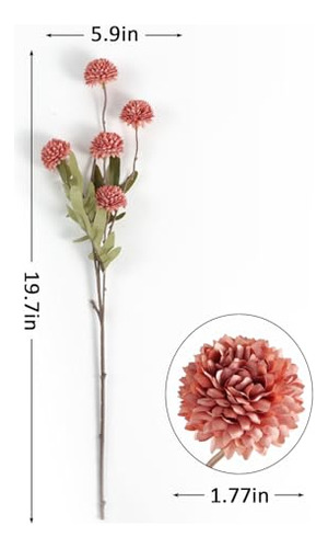 8 Piezas De Flores Artificiales De Crisantemo Pompon Con Ta