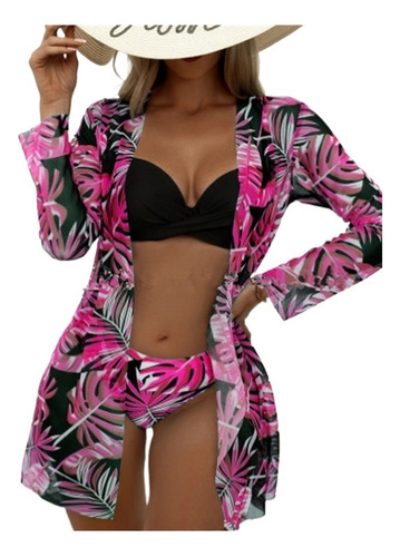 Beach Outlet Conjunto De Kimono Para Mujer, Bikini Floral