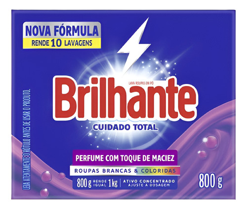 Lava Roupas Pó Brilhante Cuidado Total 800g Sabão Em Pó