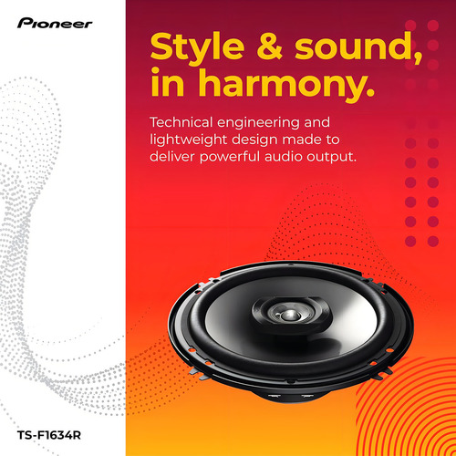 Pioneer TS-F1634r: alto-falantes de áudio automotivo bidirecionais de alcance total de 6,5", potência máxima de 200 W