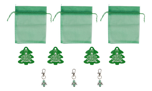 Bonito Juego De Llavero Con Forma De Tarjeta De Navidad Y Bo