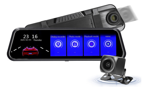1080p Vista Trasera Dash Cam 9.66 Pulgadas Pantalla Táctil C