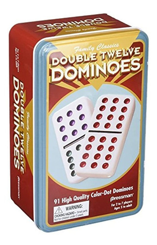 Doble  Color Del Punto Dominos En Una Lata